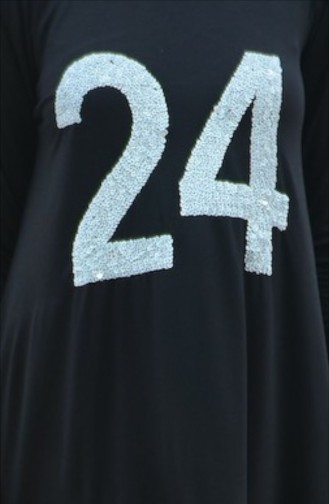 Tesettür Şehri Tunik 813224-02 Siyah Gümüş