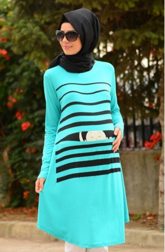 Tesettür Hamile Tunik 4070-06 Mint Yeşil