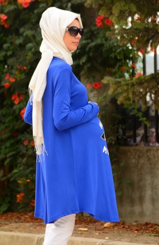 Tesettür Hamile Tunik 4068-07 Saks