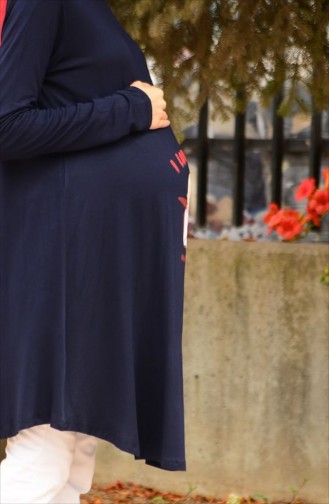 Tesettür Hamile Tunik 4069-02 Lacivert