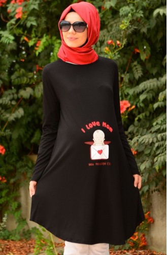 Tesettür Hamile Tunik 4069-01 Siyah