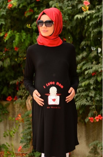 Tesettür Hamile Tunik 4069-01 Siyah