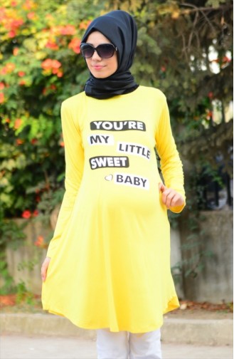 Tesettür Hamile Tunik 4071-04 Sarı