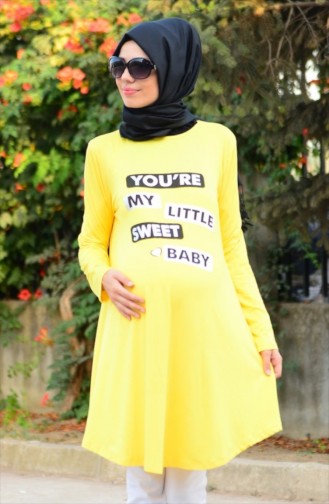 Tesettür Hamile Tunik 4071-04 Sarı