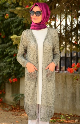 İnce Yazlık Triko Hırka 3408-04 Haki Yeşili