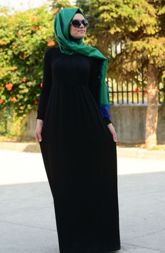 Tesettür Hamile Elbise 4056-01 Siyah