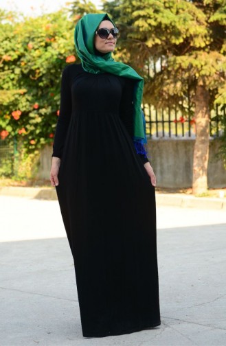 Tesettür Hamile Elbise 4056-01 Siyah