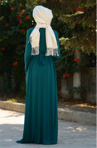 Tesettür Hamile Elbise 4057-03 Koyu Yeşil