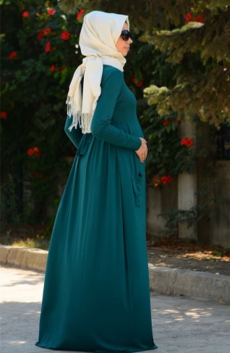 Tesettür Hamile Elbise 4057-03 Koyu Yeşil
