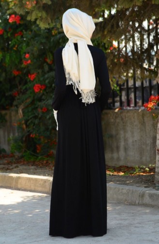 Tesettür Hamile Elbise 4055-01 Siyah