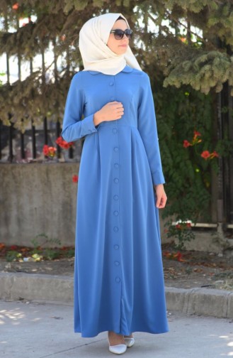 Navy Blue İslamitische Jurk 0463Y-01