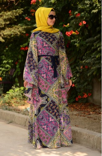 Dunkelblau Hijab Kleider 52308-06