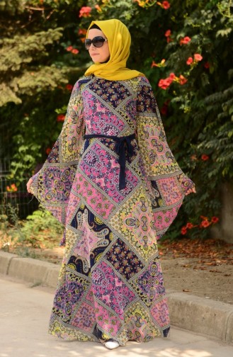 Dunkelblau Hijab Kleider 52308-06