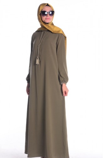 Khaki Hijab Dress 2154Y-06