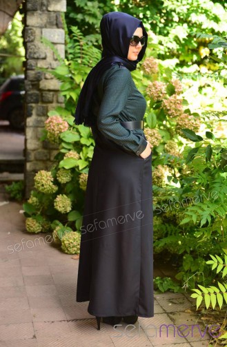Dunkelblau Hijab Kleider 2099-03
