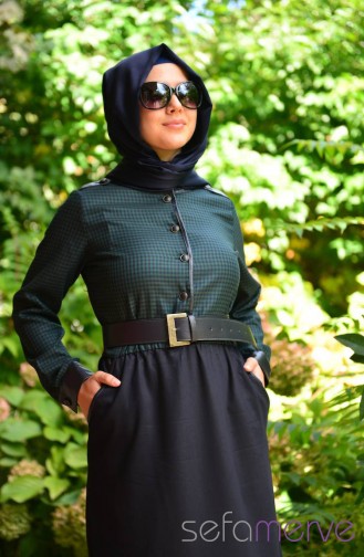 Dunkelblau Hijab Kleider 2099-03