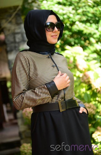 Beige Hijab Kleider 2099-04