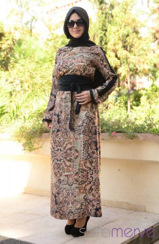 Elbise ALD 2102-03 Kahverengi