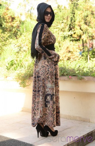 Elbise ALD 2102-03 Kahverengi