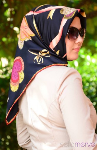 Sefamerve Amine Scarf 12 Navy Blue Claret Red Yellow Fuchsia  12