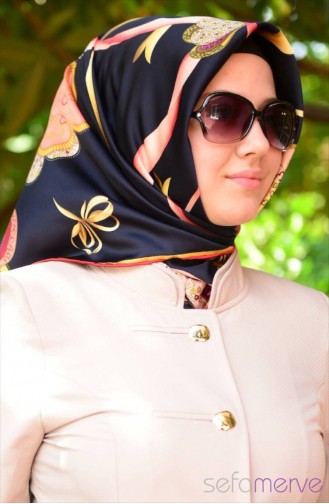 Sefamerve Amine Scarf 12 Navy Blue Claret Red Yellow Fuchsia  12