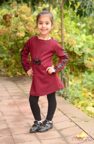 Tesettür Tunik Anne Kız Kombin WB 4040-07 Bordo