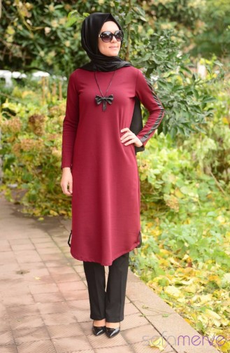 Tesettür Tunik Anne Kız Kombin WB 4040-07 Bordo