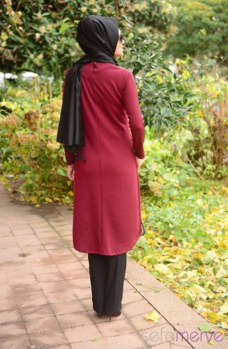 Tesettür Tunik Anne Kız Kombin WB 4040-07 Bordo