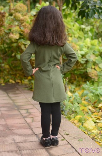 Tesettür Tunik Anne Kız Kombin WB 4040-02 Haki Yeşil