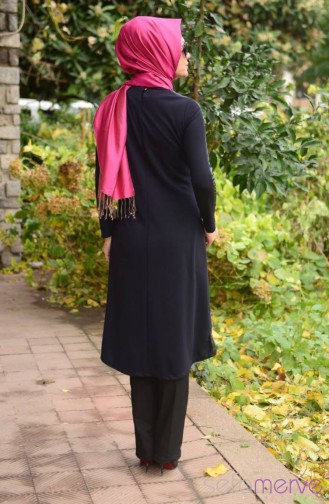 Tesettür Tunik Anne Kız Kombin WB 4040-06 Lacivert