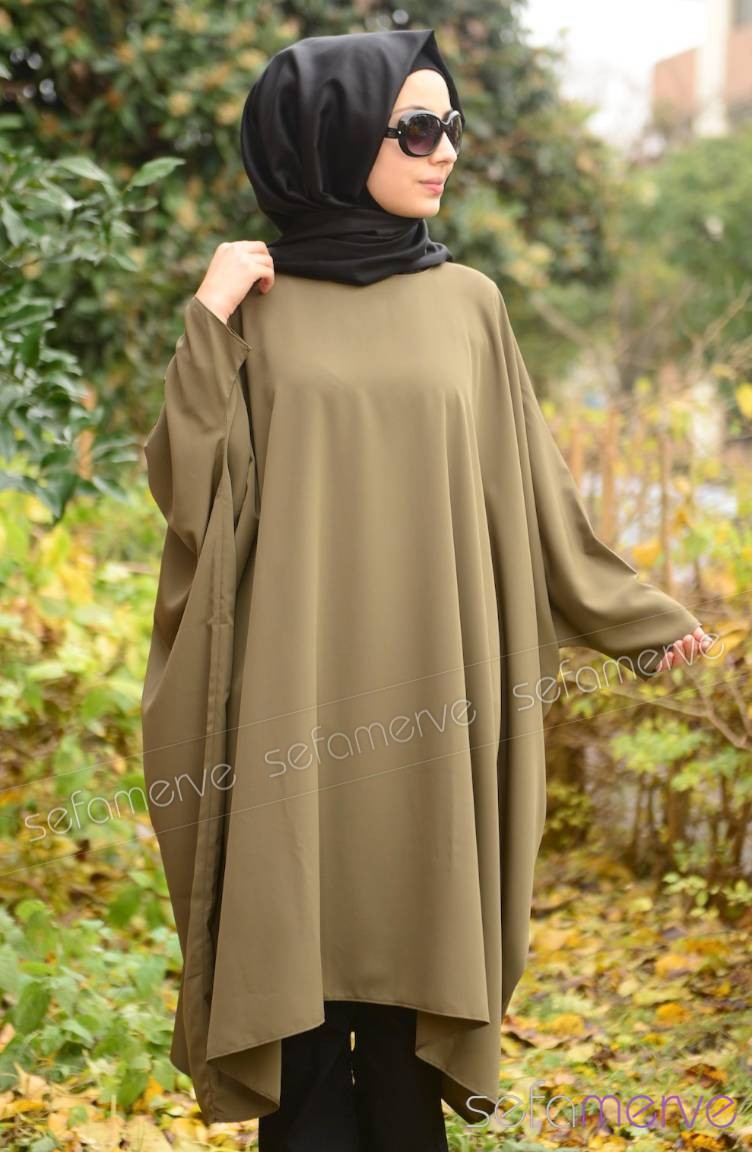 Aybikestil Bol Tunik 8554-04 Haki Yeşil
