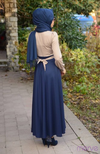 Beige Hijab Dress 7032-04