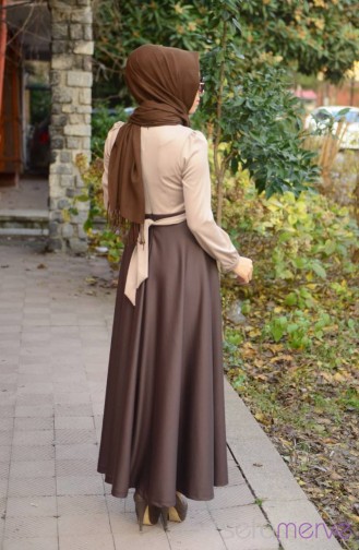Beige Hijab Dress 7032-06
