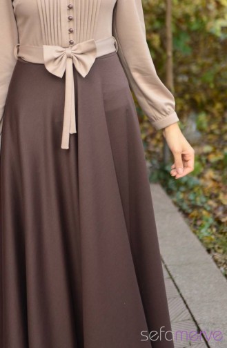 Beige Hijab Dress 7032-06