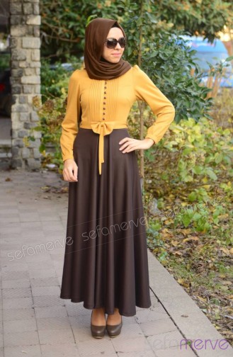 Mustard Hijab Dress 7032-05