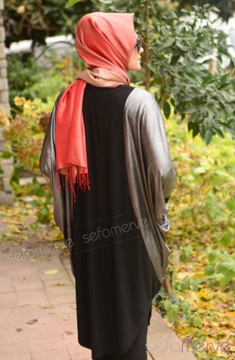 Melek Aydın Özel Tasarım Salaş Tunik 6652 02 Gümüş