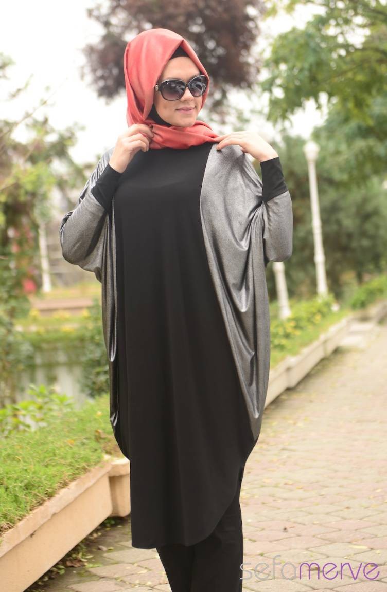 Melek Aydın Özel Tasarım Salaş Tunik 6652 02 Gümüş