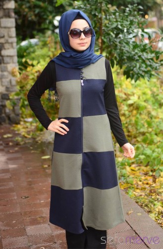Modahanne Yelek 0910-05 Lacivert Haki Yeşil