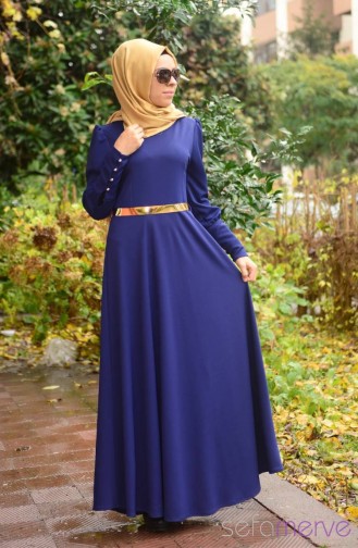 Saks-Blau Hijab Kleider 4137PTK-02