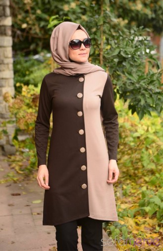 Hırka Tunik 0569-06 Kahverengi Bej