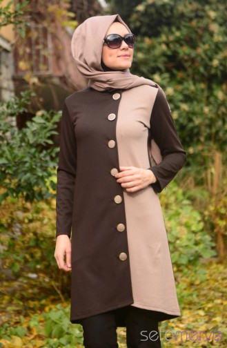 Hırka Tunik 0569-06 Kahverengi Bej