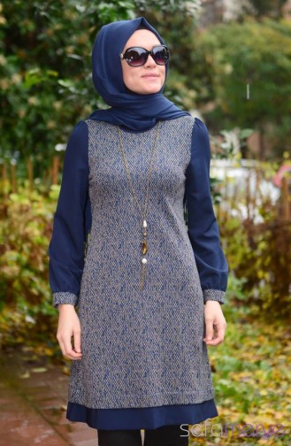 Tesettür Tunik HWS 2094-01 Lacivert