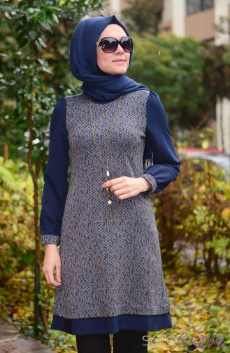 Tesettür Tunik HWS 2094-01 Lacivert