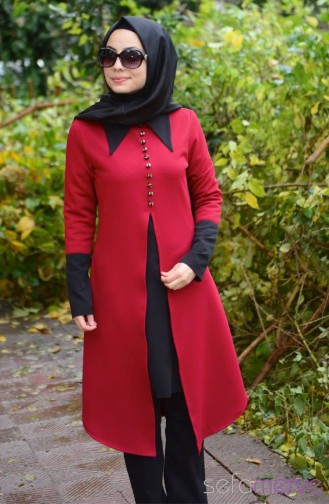 Tesettür Tunik Zernişan 4264-01 Kırmızı