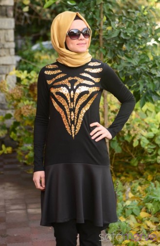 Tesettür Tunik 1487-01 Siyah