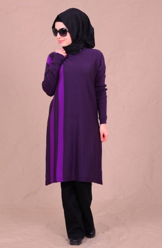 Tesettür Triko Tunik 1010-07 Mürdüm Mor