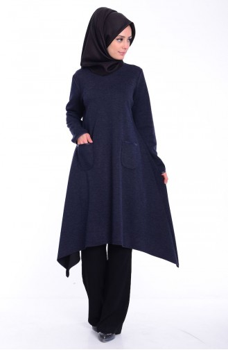 Modahanne Tesettür Kışlık Tunik 1163-02 Lacivert