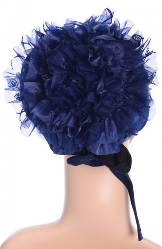 Elegance Seamless Frilly Bonnet -04 Navy Blue 04