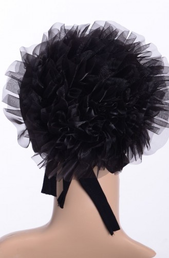 Elegance Bonnet a Froufrous Sans Couture -01 Noir 01