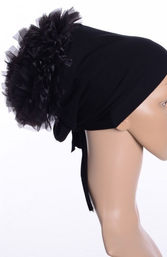 Elegance Bonnet a Froufrous Sans Couture -01 Noir 01